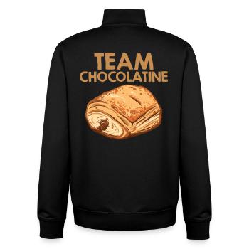 Team Chocolatine Pain au Chocolat Boulangerie - Sweat zippé unisexe en coton bio Stanley/Stella - noir - Dos - AI Model Male 185 light (185cm)