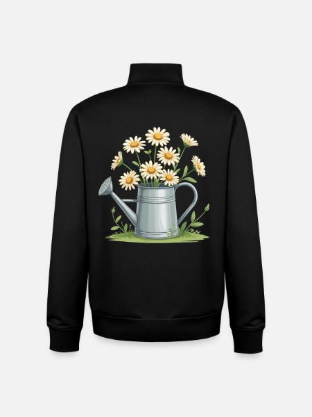Daisies in the watering can - Unisex Organic Zip Sweatshirt by Stanley/Stella - black