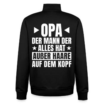 Opa mit Glatze Spruch Vatertag - Unisex Organic Zip Sweatshirt von Stanley/Stella - Schwarz - Hinten - AI Model Male 185 light (185cm)