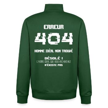 Error 404 Ideal Man Not Found - Unisex Organic Zip Sweatshirt by Stanley/Stella - bottle green - Back - AI Model Male 185 dark (185cm)