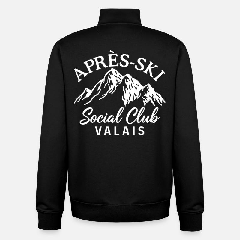 Après Ski Social Club Valais - Sweat zippé unisexe en coton bio Stanley/Stella - noir