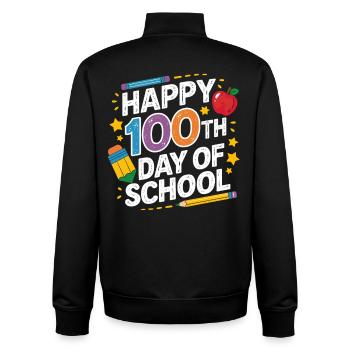 100. Schultag Neon Design - Unisex Organic Zip Sweatshirt von Stanley/Stella - Schwarz - Hinten - AI Model Male 185 light (185cm)