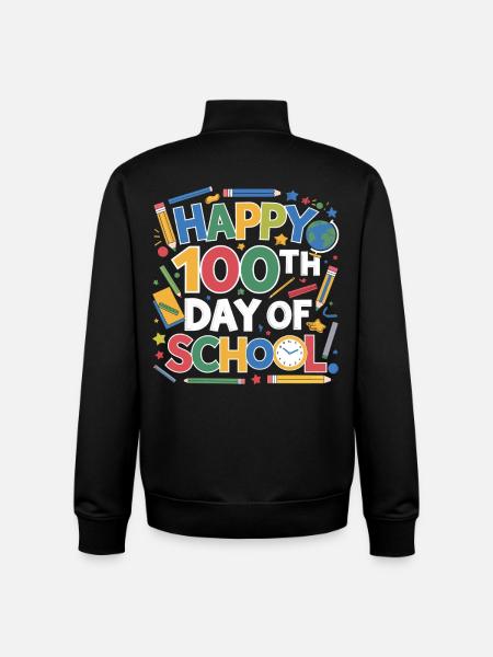100th Day School Celebration - Unisex Organic Zip Sweatshirt by Stanley/Stella - black