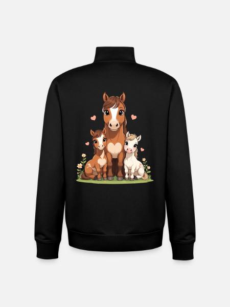 Pferdefamilie im Herzen - Unisex Organic Zip Sweatshirt von Stanley/Stella - Schwarz