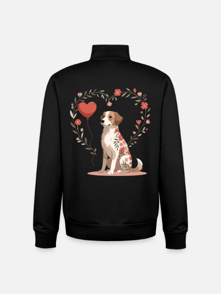 Blumenherz-Hund Tattoo Muster - Unisex Organic Zip Sweatshirt von Stanley/Stella - Schwarz