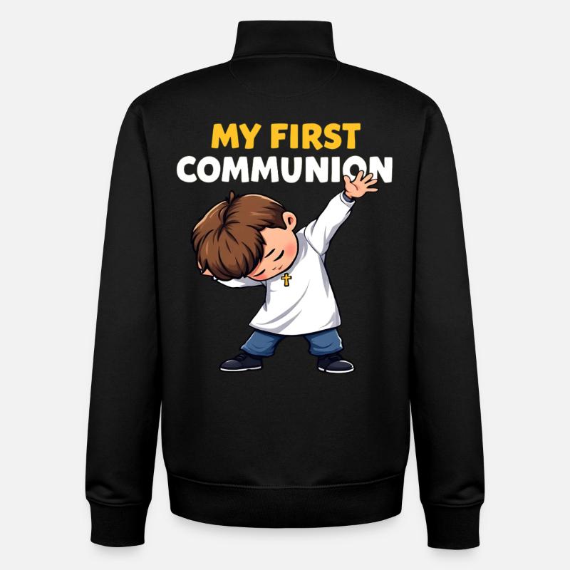 My First Communion Cartoon - Unisex Organic Zip Sweatshirt by Stanley/Stella - black