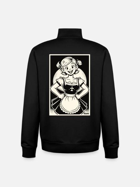 Dirndl Girl Cartoon - Unisex Organic Zip Sweatshirt by Stanley/Stella - black