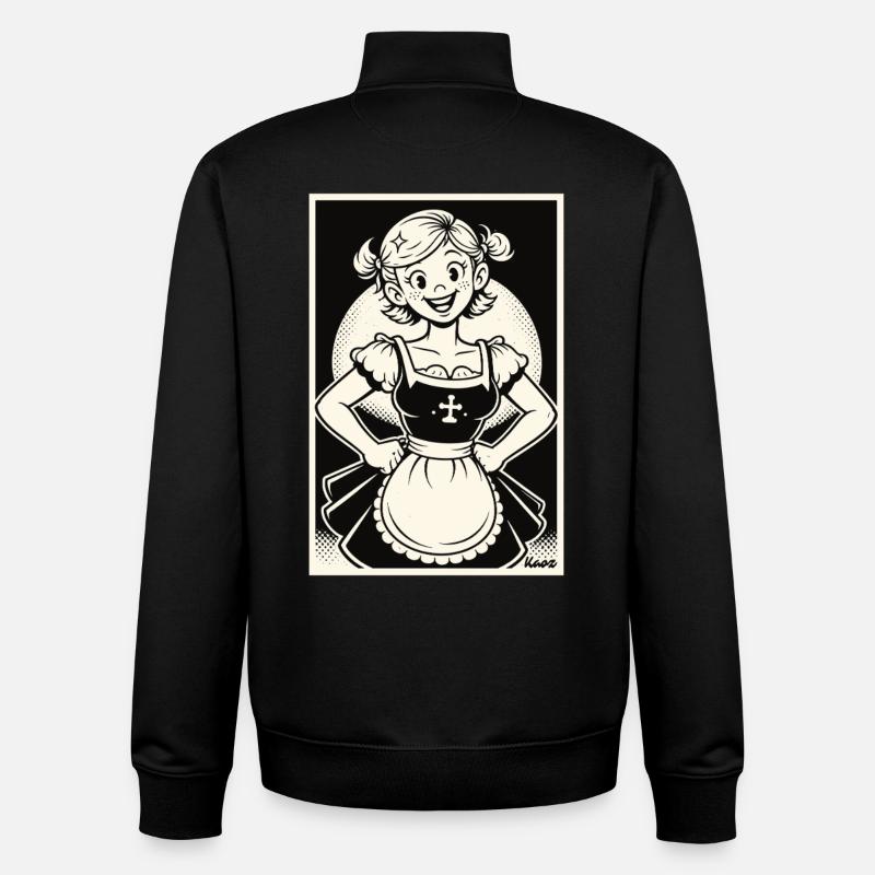 Dirndl Mädchen Cartoon - Unisex Organic Zip Sweatshirt von Stanley/Stella - Schwarz