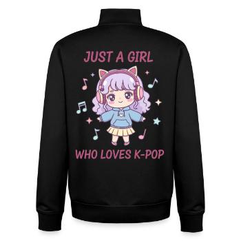 Einfach ein Mädchen, das K-Pop liebt, koreanische Musik süß - Unisex Organic Zip Sweatshirt von Stanley/Stella - Schwarz - Hinten - AI Model Male 185 light (185cm)