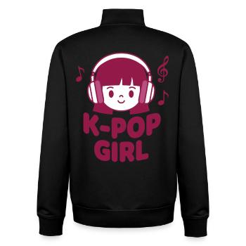 K-Pop Girl Cute Korean Music Kpop Anime Vibes - Unisex Organic Zip Sweatshirt by Stanley/Stella - black - Back - AI Model Male 185 light (185cm)