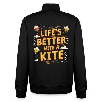 La vie avec un cerf-volant est meilleure avec un cerf-volant - Sweat zippé unisexe en coton bio Stanley/Stella - noir - Dos - AI Model Male 185 light (185cm)