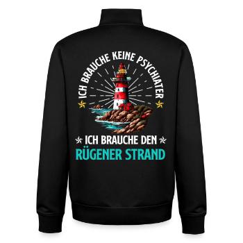 Ostsee BRAUCH KEINEN PSYCHIATER BRAUCH RÜGENER - Unisex Organic Zip Sweatshirt von Stanley/Stella - Schwarz - Hinten - AI Model Male 185 light (185cm)