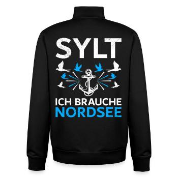 Vacances en mer du Nord SYLT J’AI BESOIN DE MER DU NORD Drôle - Sweat zippé unisexe en coton bio Stanley/Stella - noir - Dos - AI Model Male 185 light (185cm)