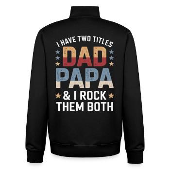 Vater-Wortspiel: Dad Dada – Ich rocke beides - Unisex Organic Zip Sweatshirt von Stanley/Stella - Schwarz - Hinten - AI Model Male 185 light (185cm)