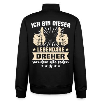 Dreher Sprüche - Unisex Organic Zip Sweatshirt von Stanley/Stella - Schwarz - Hinten - AI Model Male 185 light (185cm)