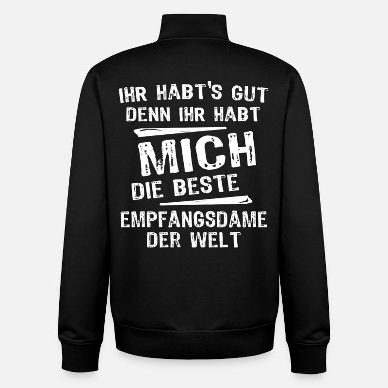 Réceptionniste - Sweat zippé unisexe en coton bio Stanley/Stella - noir