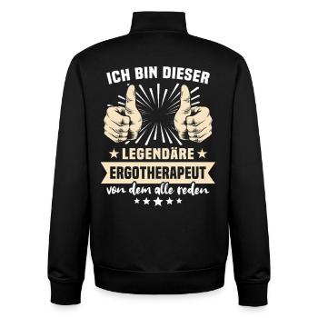 Ergotherapeut Sprüche - Unisex Organic Zip Sweatshirt von Stanley/Stella - Schwarz - Hinten - AI Model Male 185 light (185cm)