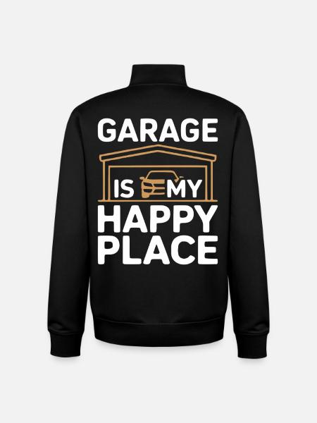 Garage Is My Happy Place Statement - Unisex Organic Zip Sweatshirt by Stanley/Stella - black