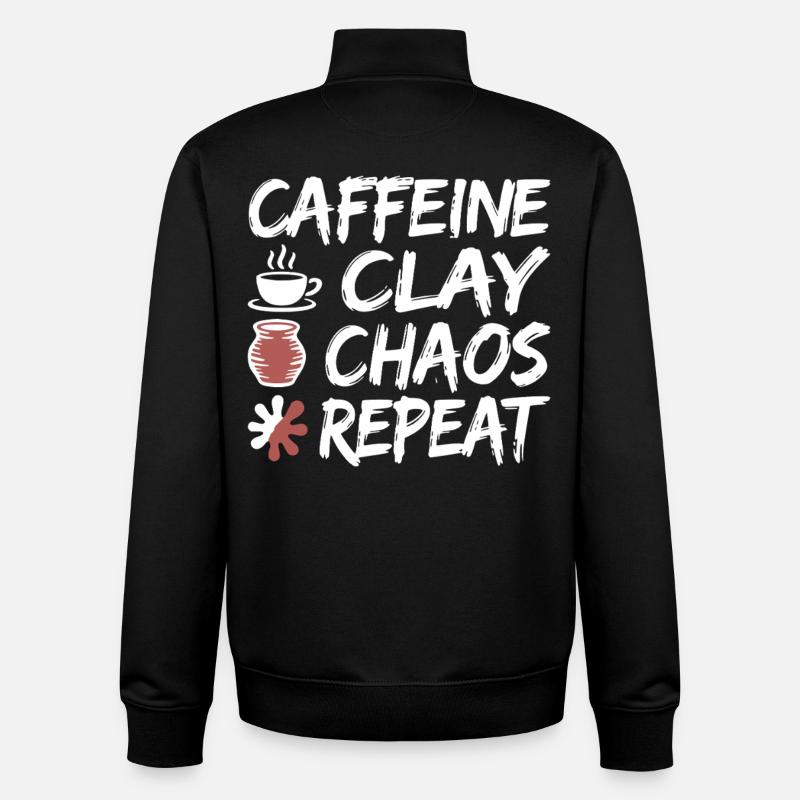 Caffeine Clay Chaos Repeat Design - Unisex Organic Zip Sweatshirt von Stanley/Stella - Schwarz