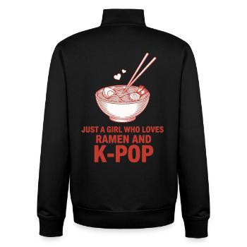 Nur ein Mädchen, das Ramen und koreanische K-Pop-Musik liebt - Unisex Organic Zip Sweatshirt von Stanley/Stella - Schwarz - Hinten - AI Model Male 185 light (185cm)