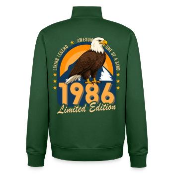 1986 Année de naissance 1986 40e anniversaire - Sweat zippé unisexe en coton bio Stanley/Stella - vert bouteille - Dos - AI Model Male 185 dark (185cm)