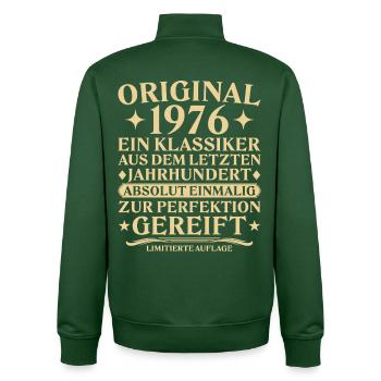 Original 1976 Klassiker Letztes Jahrhundert - Unisex Organic Zip Sweatshirt von Stanley/Stella - Flaschengrün - Hinten - AI Model Male 185 dark (185cm)
