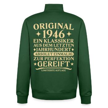 Original 1946 Klassiker Letztes Jahrhundert - Unisex Organic Zip Sweatshirt von Stanley/Stella - Flaschengrün - Hinten - AI Model Male 185 dark (185cm)