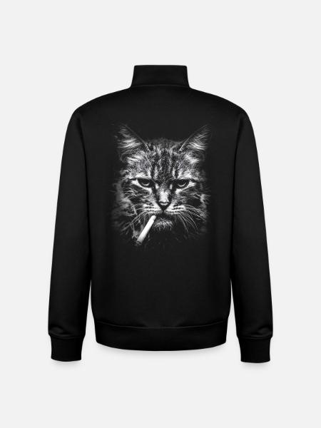 Fumer, cigarette, chat fumer une cigarette - Sweat zippé unisexe en coton bio Stanley/Stella - noir
