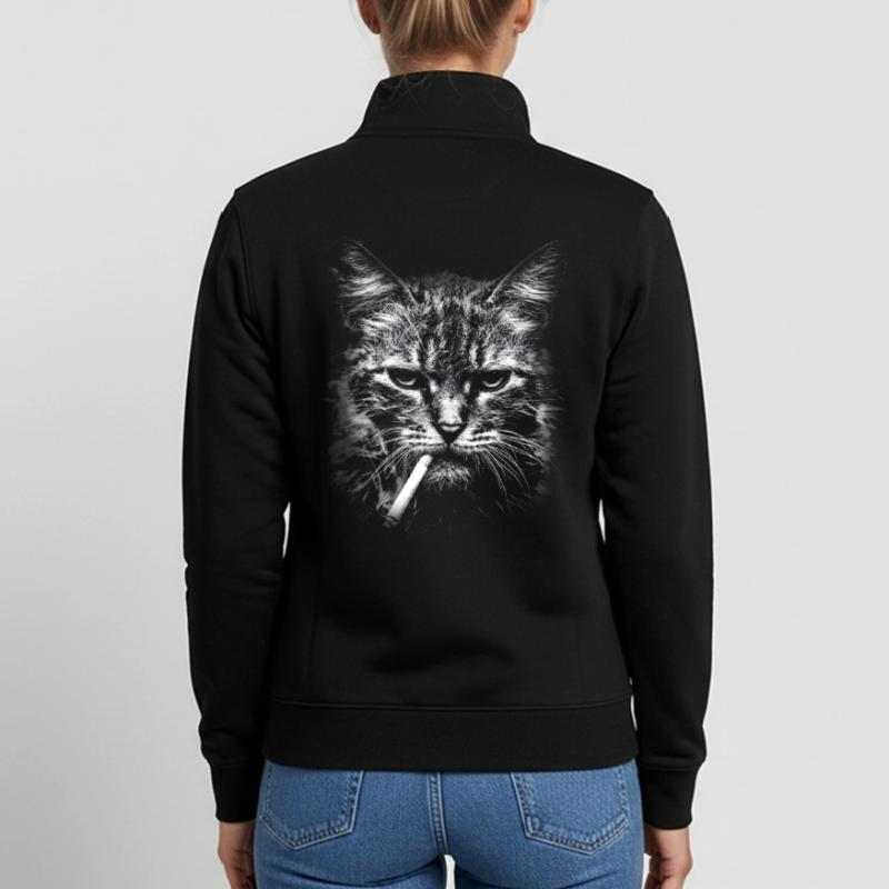 Rauchen, Zigarette, Katze raucht eine Zigarette Unisex Organic Zip Sweatshirt von Stanley/Stella