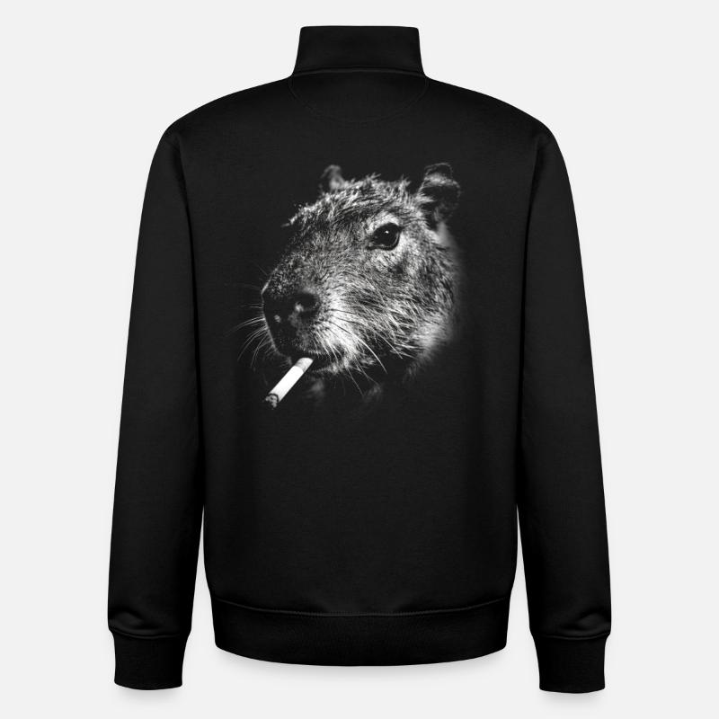 Fumer, cigarette, capybara, fumer une cigarette - Sweat zippé unisexe en coton bio Stanley/Stella - noir