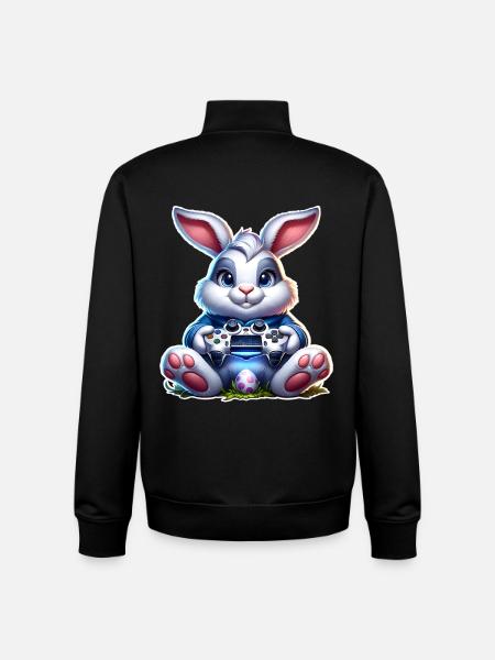 Easter Bunny Gaming Gamer - Unisex Organic Zip Sweatshirt by Stanley/Stella - black