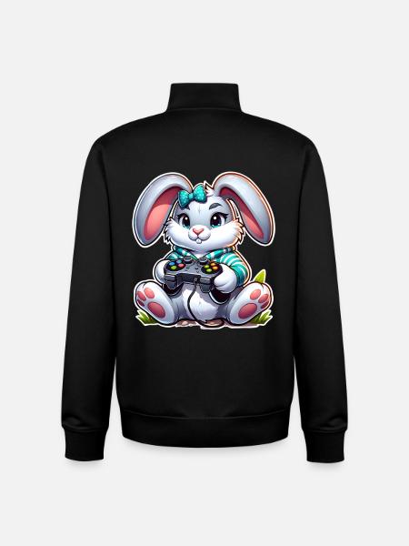 Easter bunny gaming - Unisex Organic Zip Sweatshirt by Stanley/Stella - black