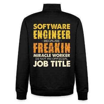 Software Engineer Freakin Miracle Worker - Unisex Organic Zip Sweatshirt by Stanley/Stella - black - Back - AI Model Male 185 light (185cm)