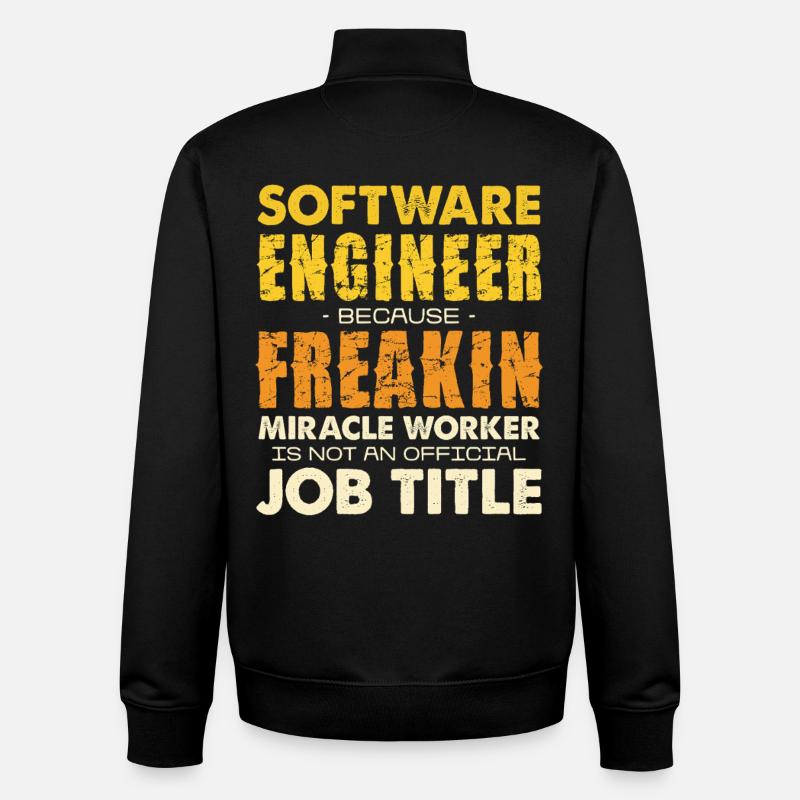 Ingénieur logiciel Véritable Faiseur de Miracles - Sweat zippé unisexe en coton bio Stanley/Stella - noir