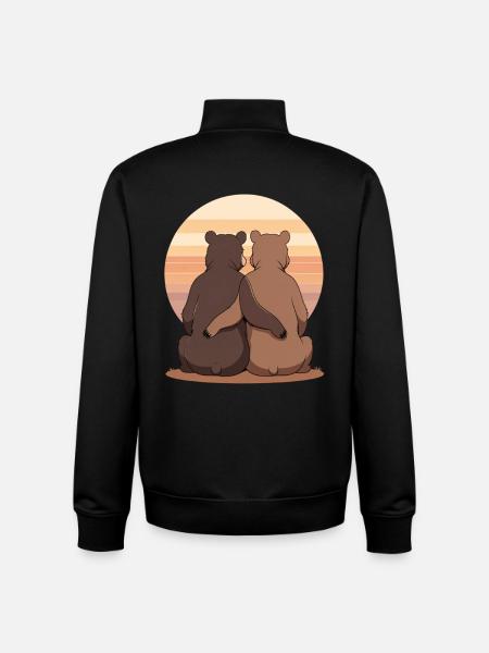 Sunset duo of bears - Unisex Organic Zip Sweatshirt by Stanley/Stella - black