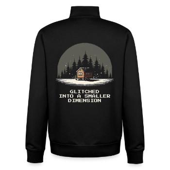 Smaller dimension glitched | Micro house - Unisex Organic Zip Sweatshirt by Stanley/Stella - black - Back - AI Model Male 185 light (185cm)