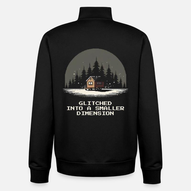 Dimension plus petite buggée | Micro-maison - Sweat zippé unisexe en coton bio Stanley/Stella - noir