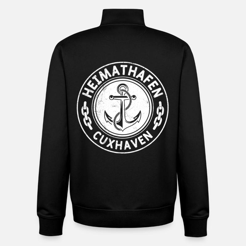 Cuxhaven HEIMATHAFEN CUXHAVEN Funny - Unisex Organic Zip Sweatshirt by Stanley/Stella - black