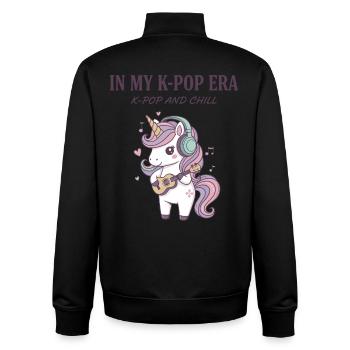 In My K-Pop Era K-Pop And Chill Unicorn Kpop Music - Unisex Organic Zip Sweatshirt by Stanley/Stella - black - Back - AI Model Male 185 light (185cm)