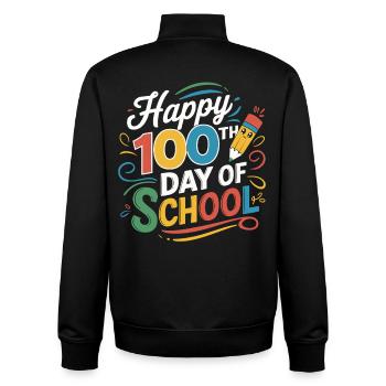 100th Day of School Jubilee - Unisex Organic Zip Sweatshirt by Stanley/Stella - black - Back - AI Model Male 185 light (185cm)