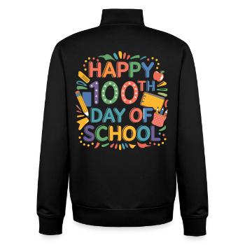 100th Day of School Celebration – Colorful Learning Illustration - Unisex Organic Zip Sweatshirt by Stanley/Stella - black - Back - AI Model Male 185 light (185cm)