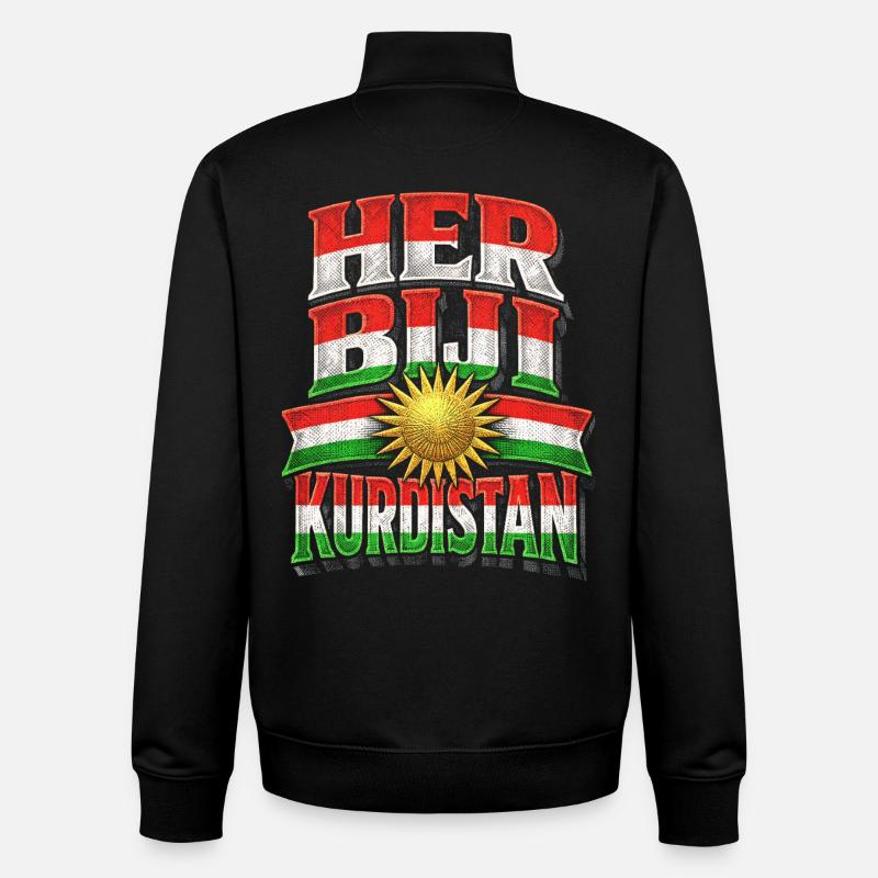 M. Biji Kurds kurdes - Sweat zippé unisexe en coton bio Stanley/Stella - noir