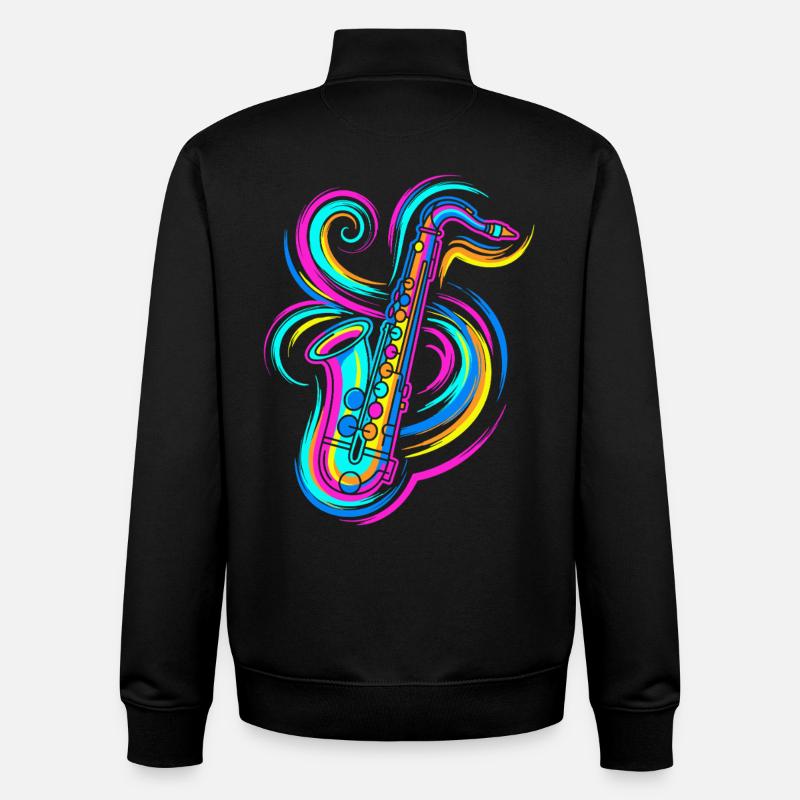 Saxophon - Unisex Organic Zip Sweatshirt von Stanley/Stella - Schwarz