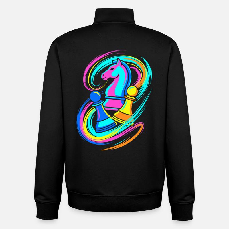 Échecs - Sweat zippé unisexe en coton bio Stanley/Stella - noir