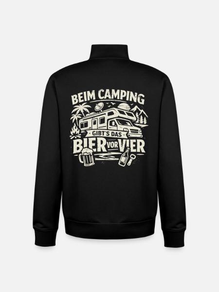 Camping | Bier vor Vier - Unisex Organic Zip Sweatshirt von Stanley/Stella - Schwarz