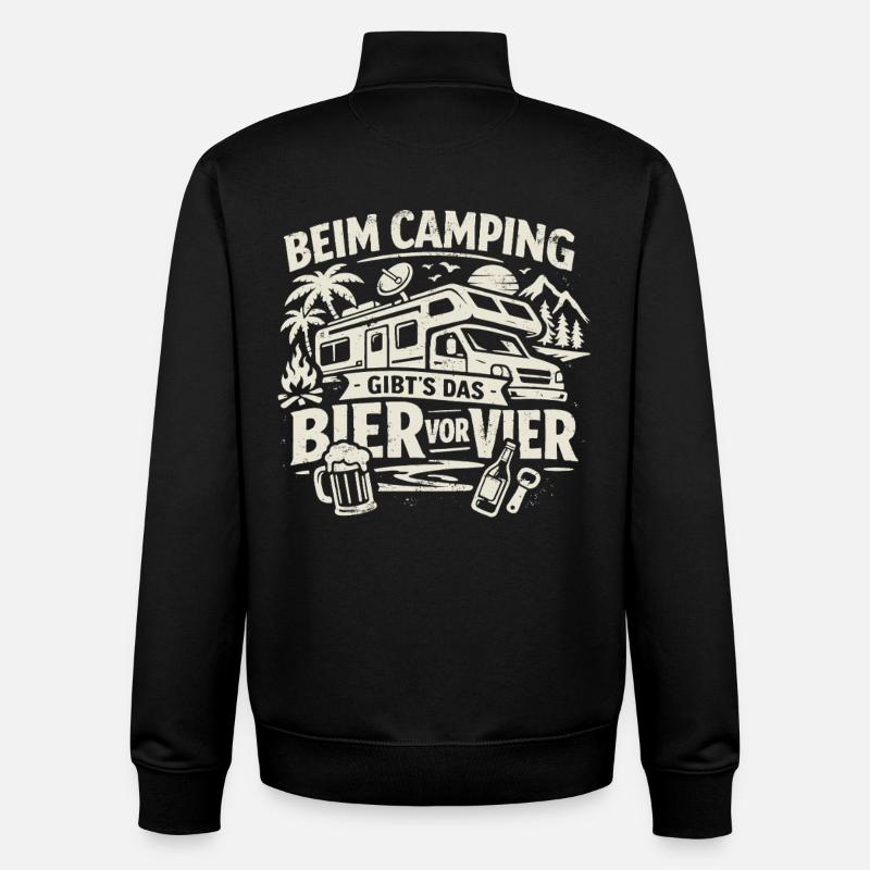 Camping | Bier vor Vier - Unisex Organic Zip Sweatshirt von Stanley/Stella - Schwarz