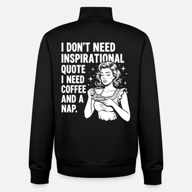 Real Coffee Love Nap Statement - Unisex Organic Zip Sweatshirt by Stanley/Stella - black