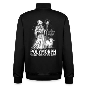 Magicien, RPG : Sort d’humour nerd - Sweat zippé unisexe en coton bio Stanley/Stella - noir - Dos - AI Model Male 185 light (185cm)