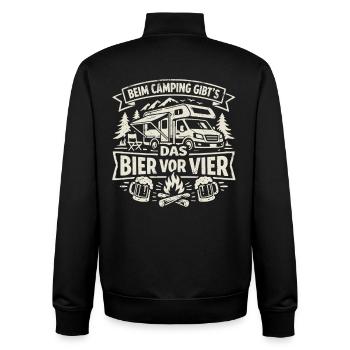 Camping | Bier vor Vier - Unisex Organic Zip Sweatshirt von Stanley/Stella - Schwarz - Hinten - AI Model Male 185 light (185cm)