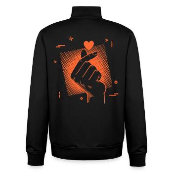 Kpop Musique coréenne Doigt Cœur Mignonne Pop coréenne - Sweat zippé unisexe en coton bio Stanley/Stella - noir - Dos - AI Model Male 185 light (185cm)